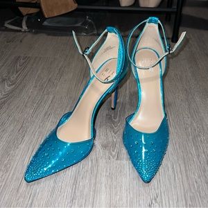 Blue Rhinestone Strappy Heeled Sandal Size 11